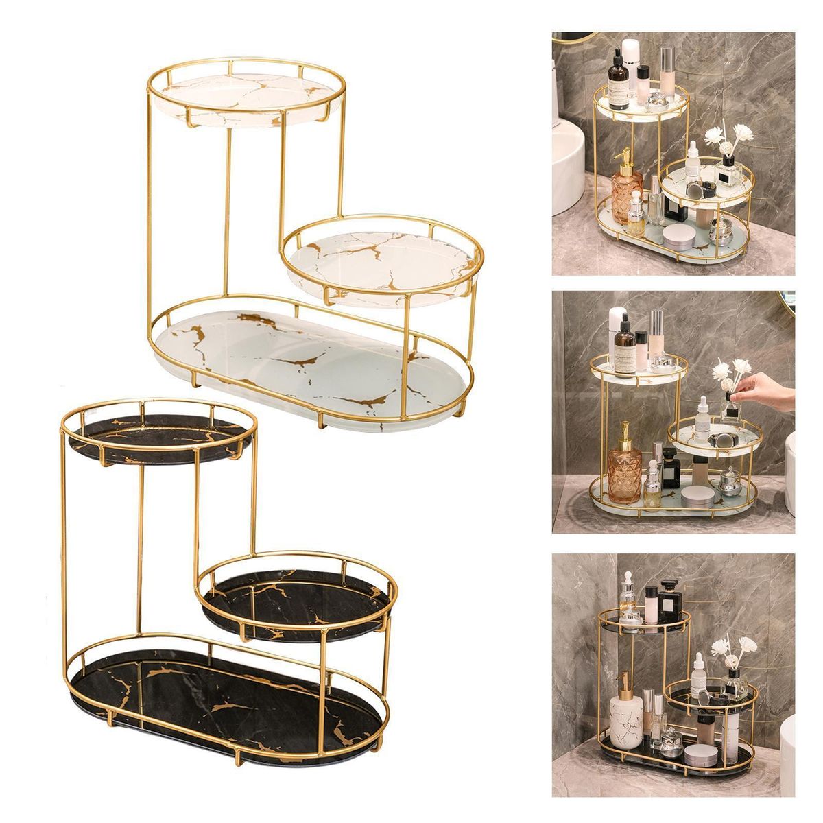 3-Tier Golden Vanity Stand - Organizer