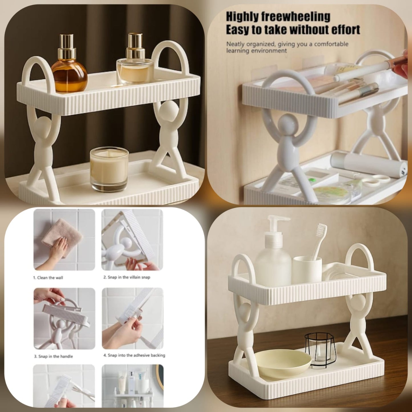 2LSelf-adhesive Wall-Mounted Character Shelf