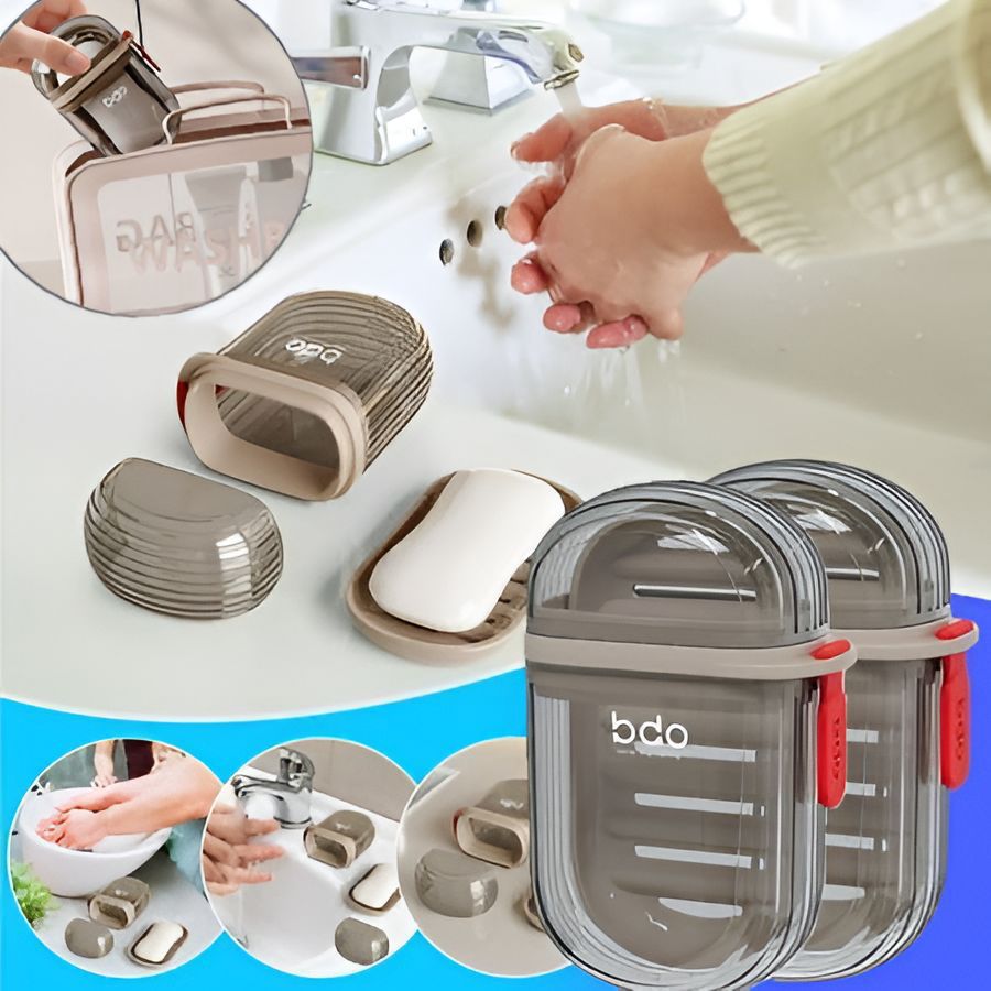 New 2in1 Crystal Pocket Design Soap Tray with Soap Box