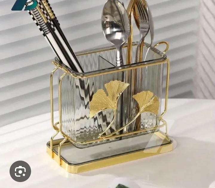 Luxury Golden Leaf Cutlery Holder (Premium Quality)