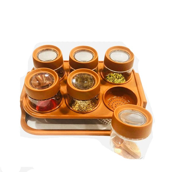 6-Piece Glass Spice Jar Set - Organizer