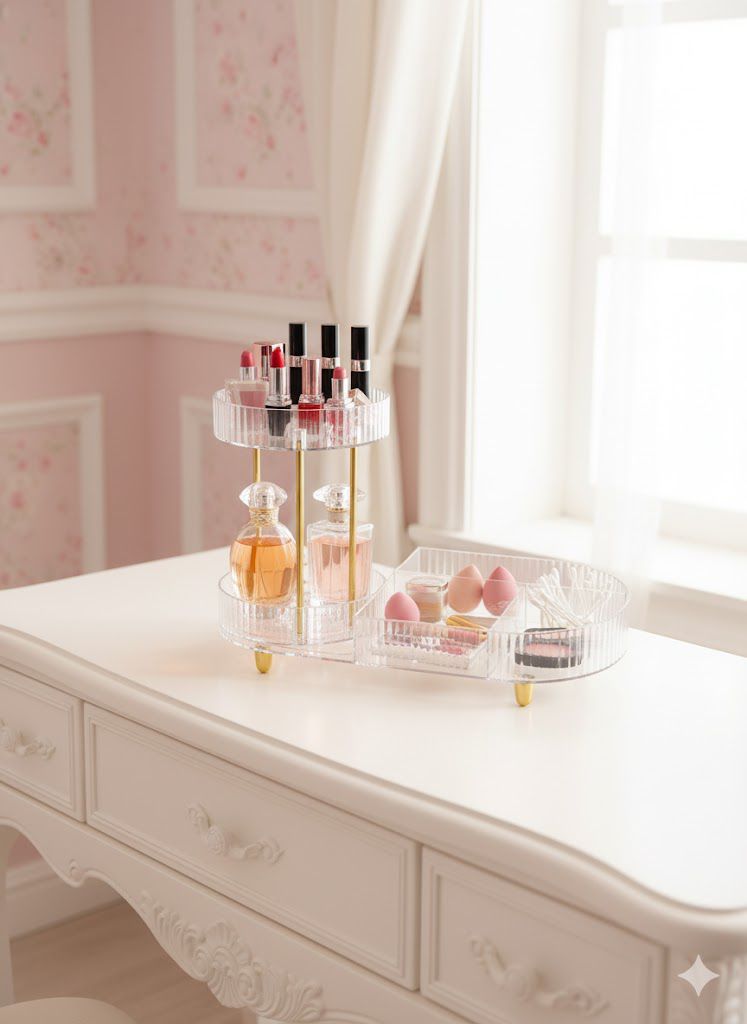 Rotating Acrylic 360 Degree Makeup Organizer Cosmetic Storage Stand