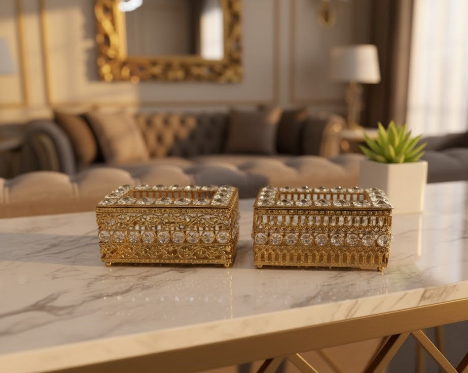 Premium Gold Filigree Tissue Box - Each