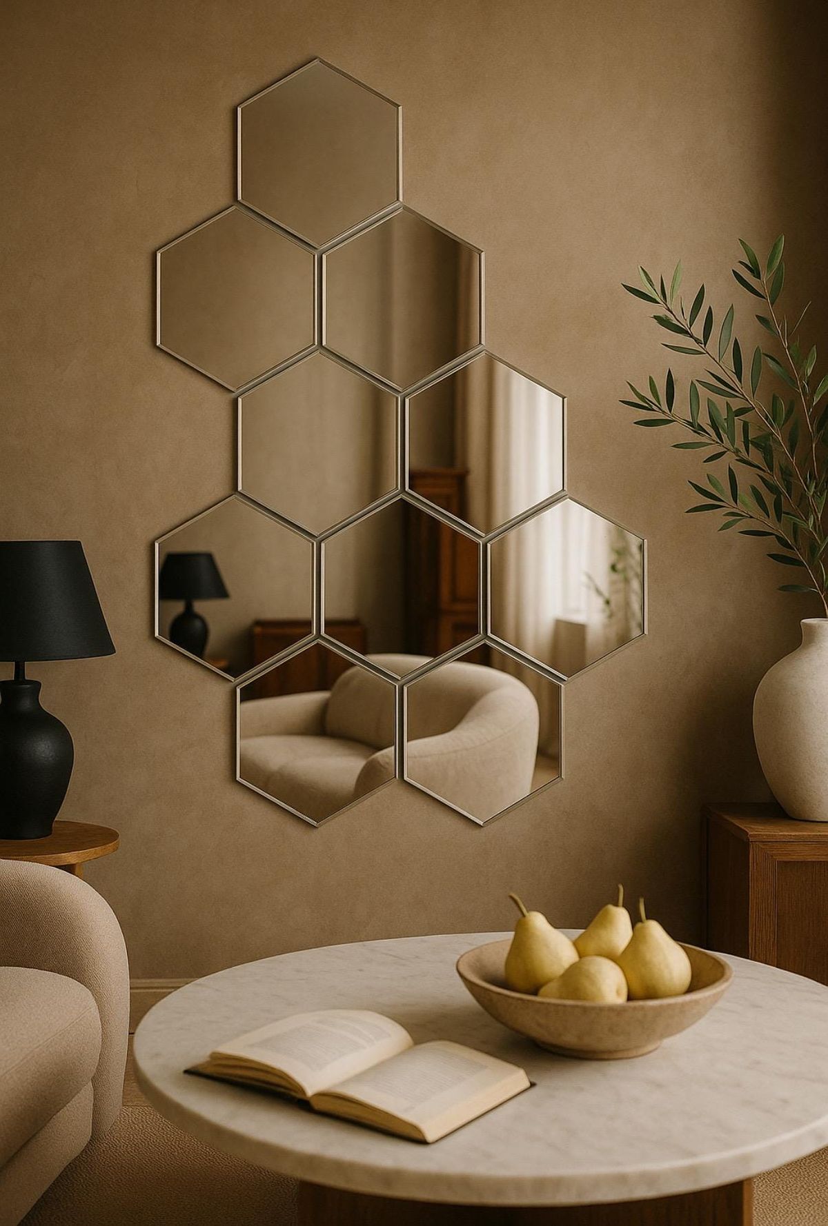 12pcs Wall Craft 3D Acrylic Mirror Hexagon Shape - Big Size - Wall Decor
