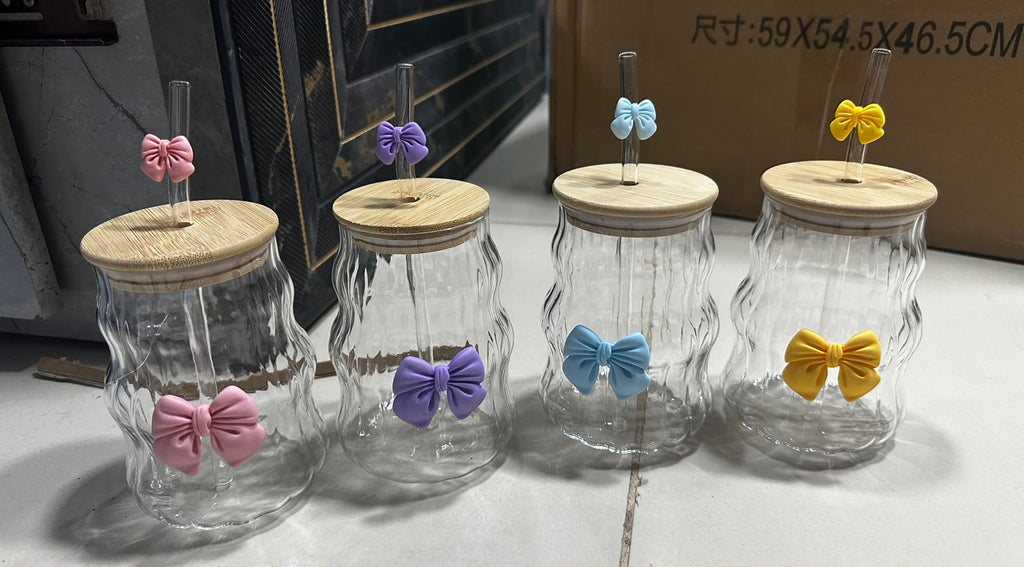 Straw Mason Jar Cup Bow - Model 2