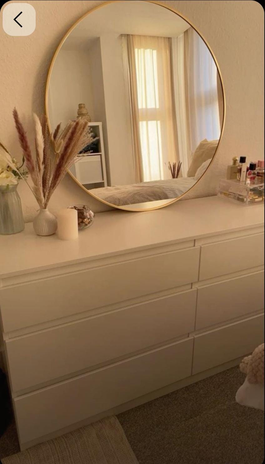 Round Gold-Framed Wall Mirror