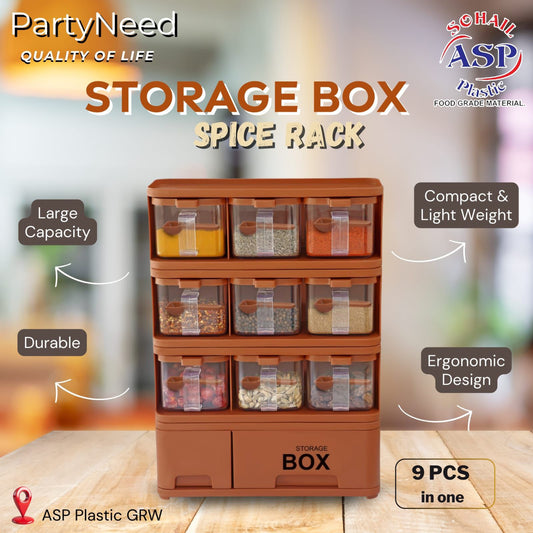 Spice Rack 9 pcs in 1 Storage Box