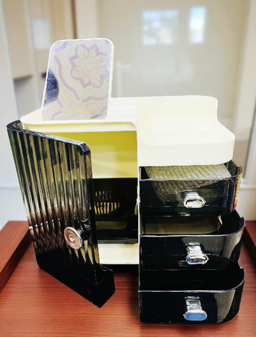 3 Drawer & One Door Acrylic Cosmetic Organizer