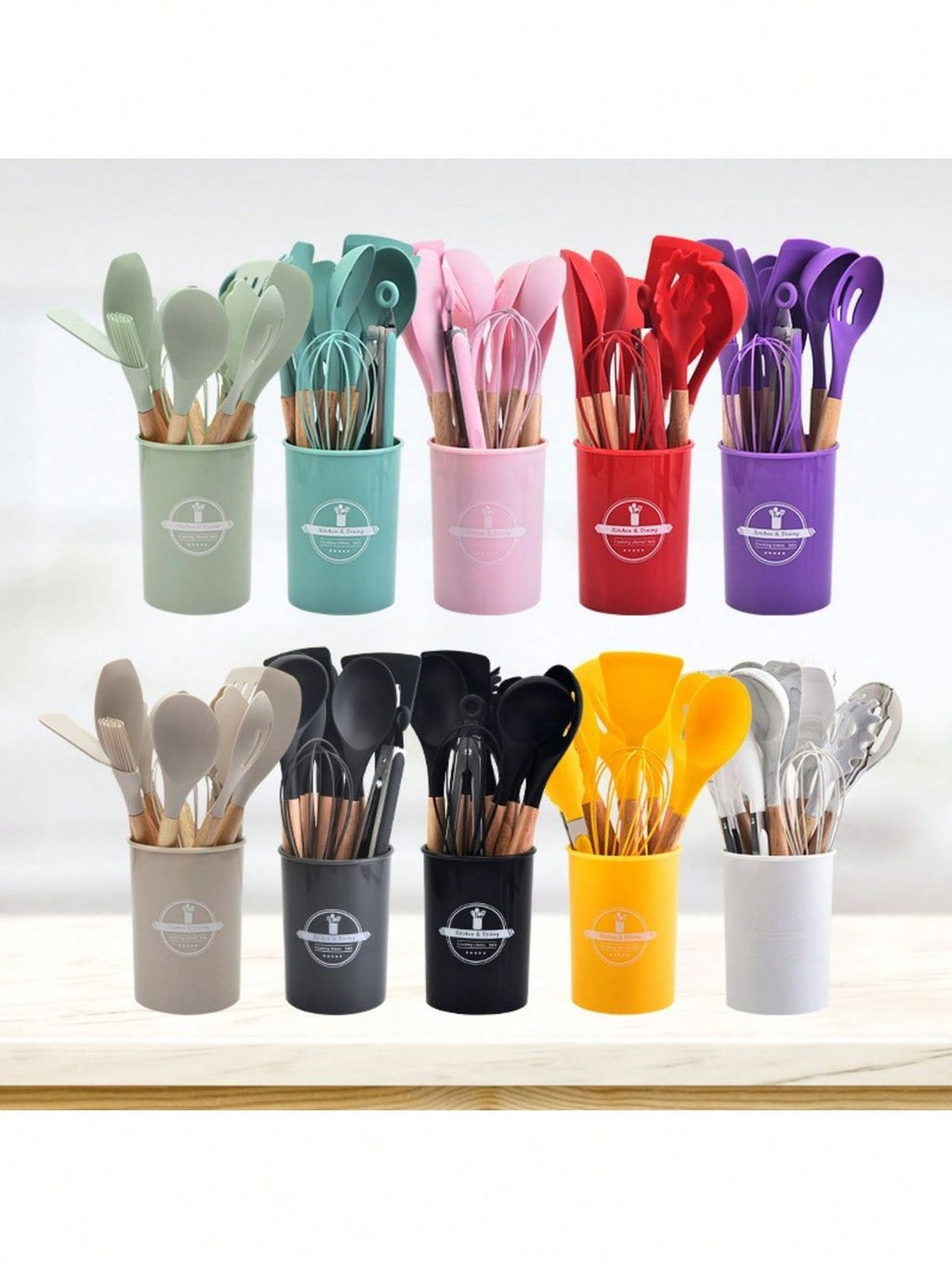 Silicon 12 pcs Spoon Set - High Quality - Storage