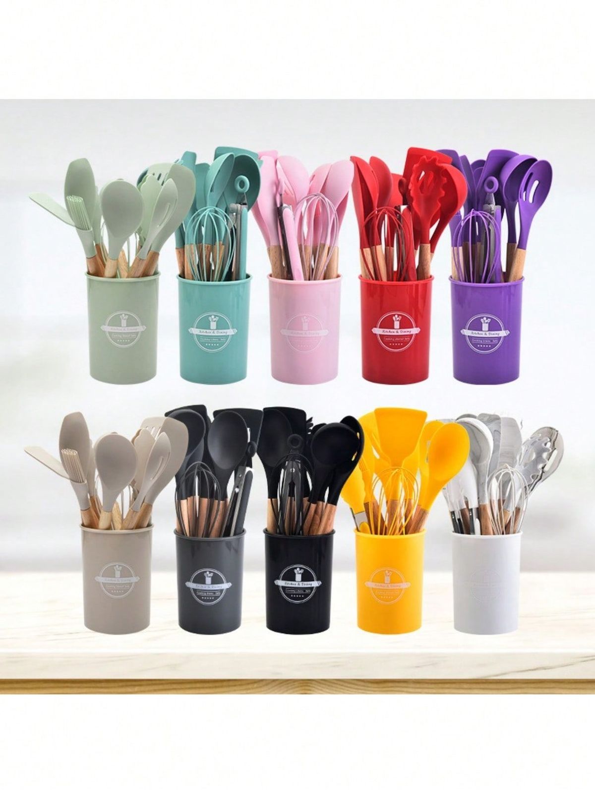 Silicon 12 pcs Spoon Set - High Quality - Storage