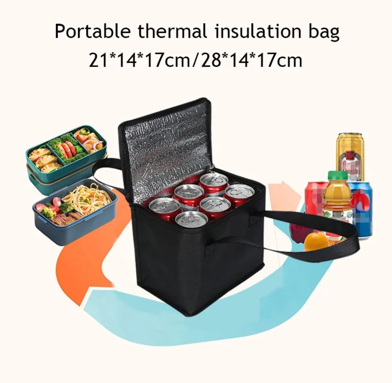 Portable Cooler Bag for Drinks and Snacks - Storage