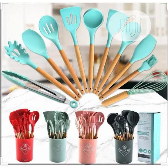 Silicon 12 pcs Spoon Set - High Quality - Storage