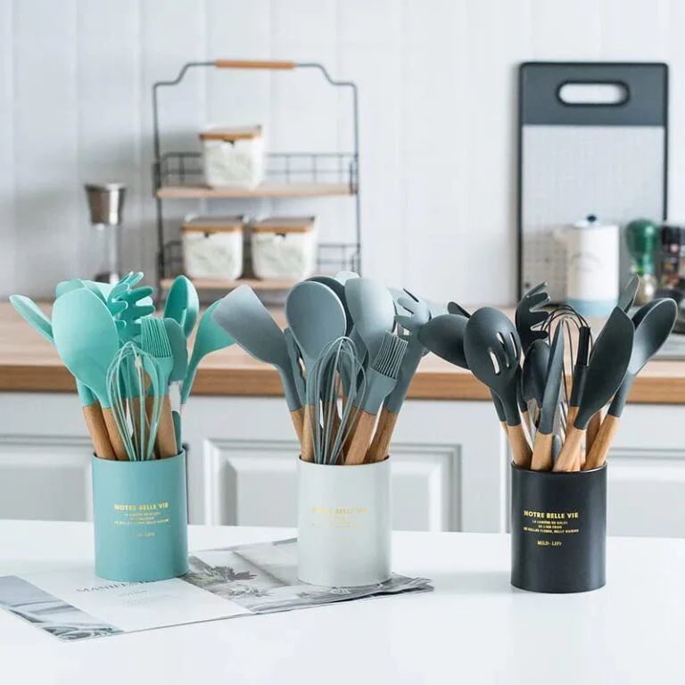 Silicon 12 pcs Spoon Set - High Quality - Storage