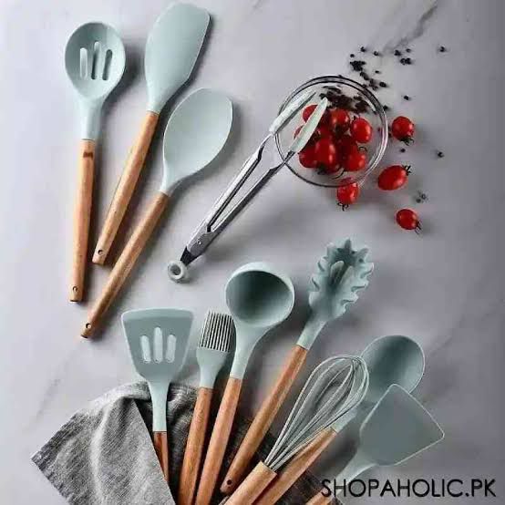 Silicon 12 pcs Spoon Set - High Quality - Storage