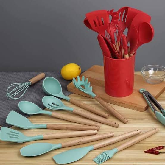 Silicon 12 pcs Spoon Set - High Quality - Storage