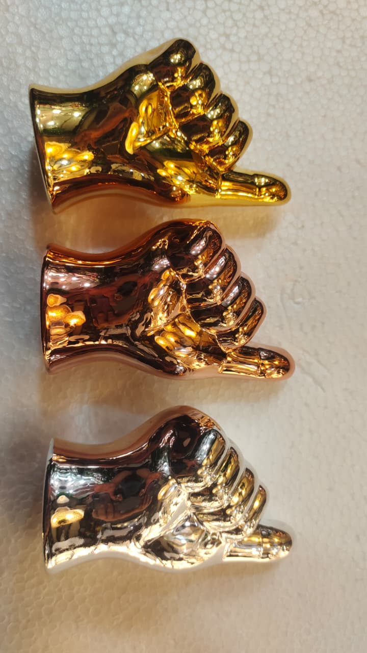 Metallic Thumbs Up Sign Figurines -Set - Decor