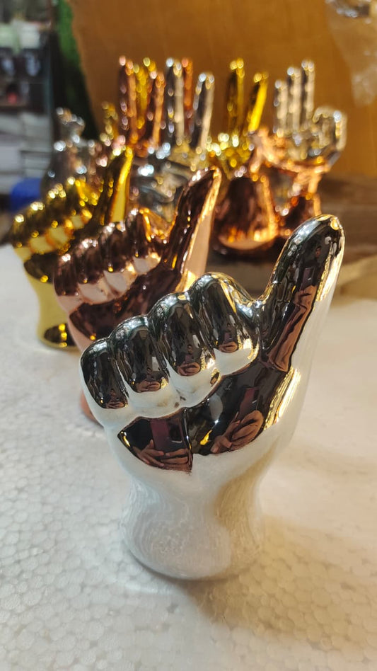 Metallic Thumbs Up Sign Figurines -Set - Decor