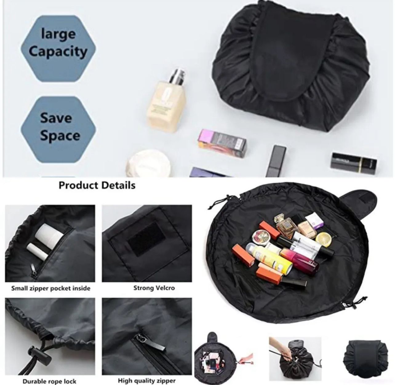 Drawstring Makeup Pouch - Organizer
