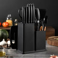 19-Piece Kitchen Knife & Silicone Utensil Set with Block - Storage