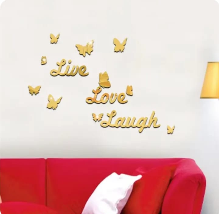 Love Live Laugh Wall  Decals -  Silver Heart