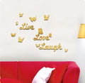 Love Live Laugh Wall  Decals -  Silver Heart