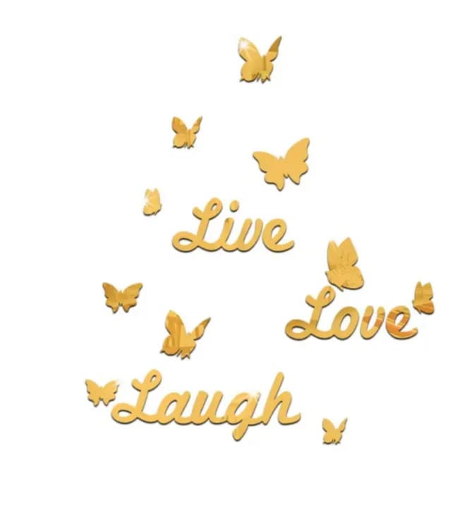 Love Live Laugh Wall  Decals -  Silver Heart