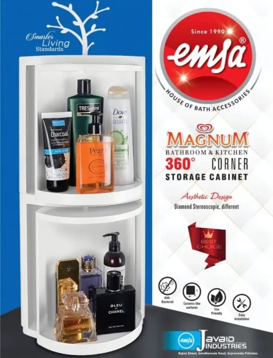 360 Degree Rotatable Corner Cabinet -  For Bathroom & Kitchen Storage