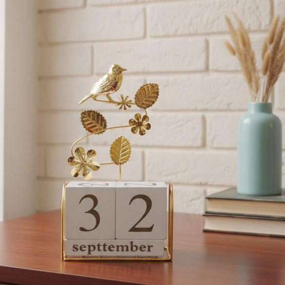 Perpetual Calendar with Gold Accents -  Decor