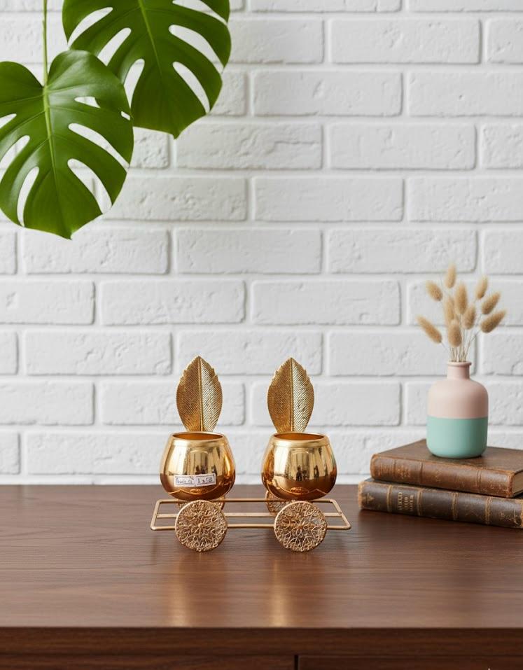 Metallic Dual Container on Wheels Decor