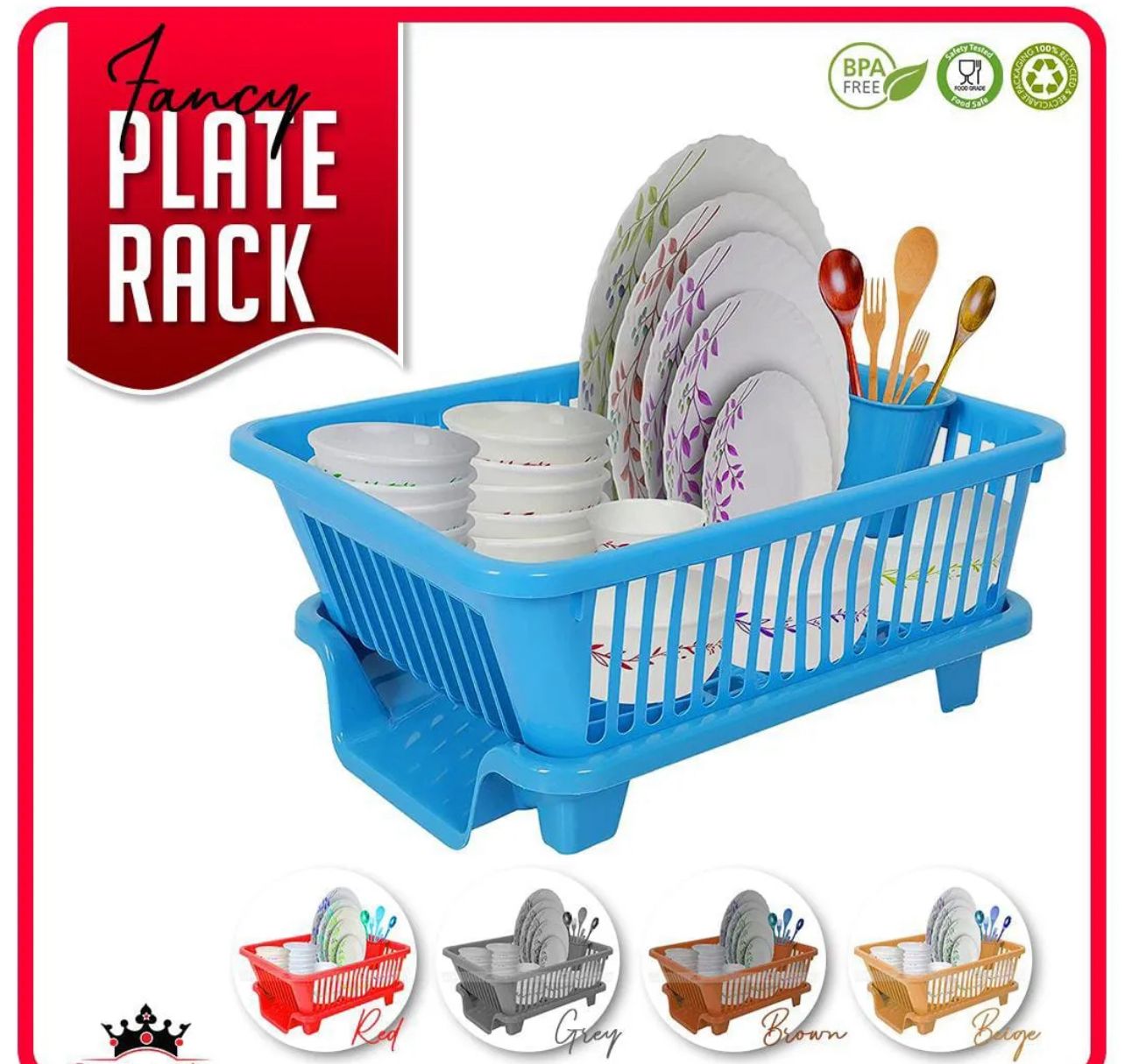 Fancy Plate Rack  - 3 in 1 Large Durable Plastic Kitchen Sink Dish Rack 