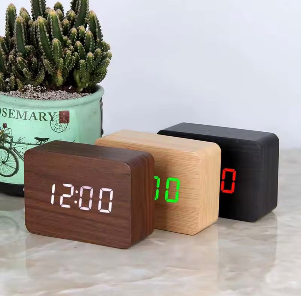 Wooden Digital Desk Clock - Electric Essential
