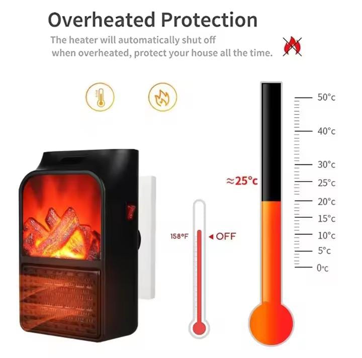 Electric Heater Heating for Room 3D Flame Mini Heating Fans Remote