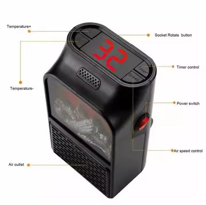 Electric Heater Heating for Room 3D Flame Mini Heating Fans Remote