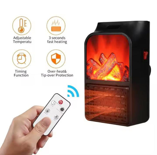Electric Heater Heating for Room 3D Flame Mini Heating Fans Remote
