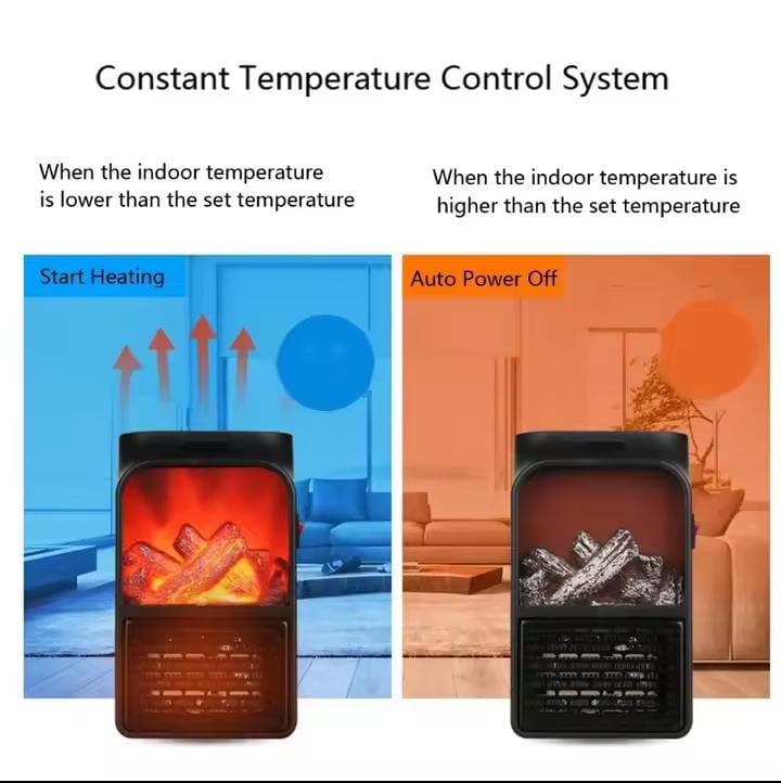 Electric Heater Heating for Room 3D Flame Mini Heating Fans Remote