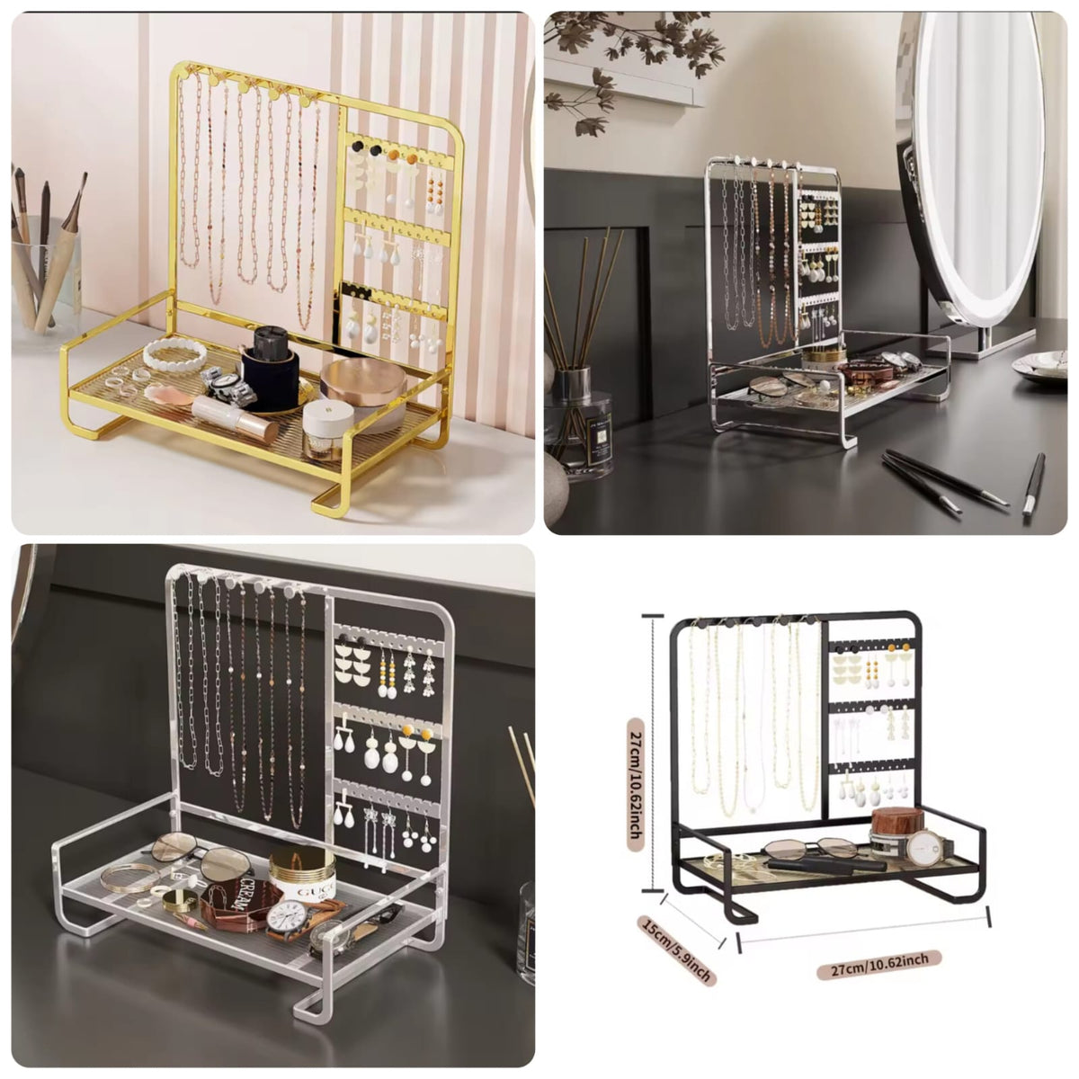 Elegant Metal Jewellery Stand - Organizer