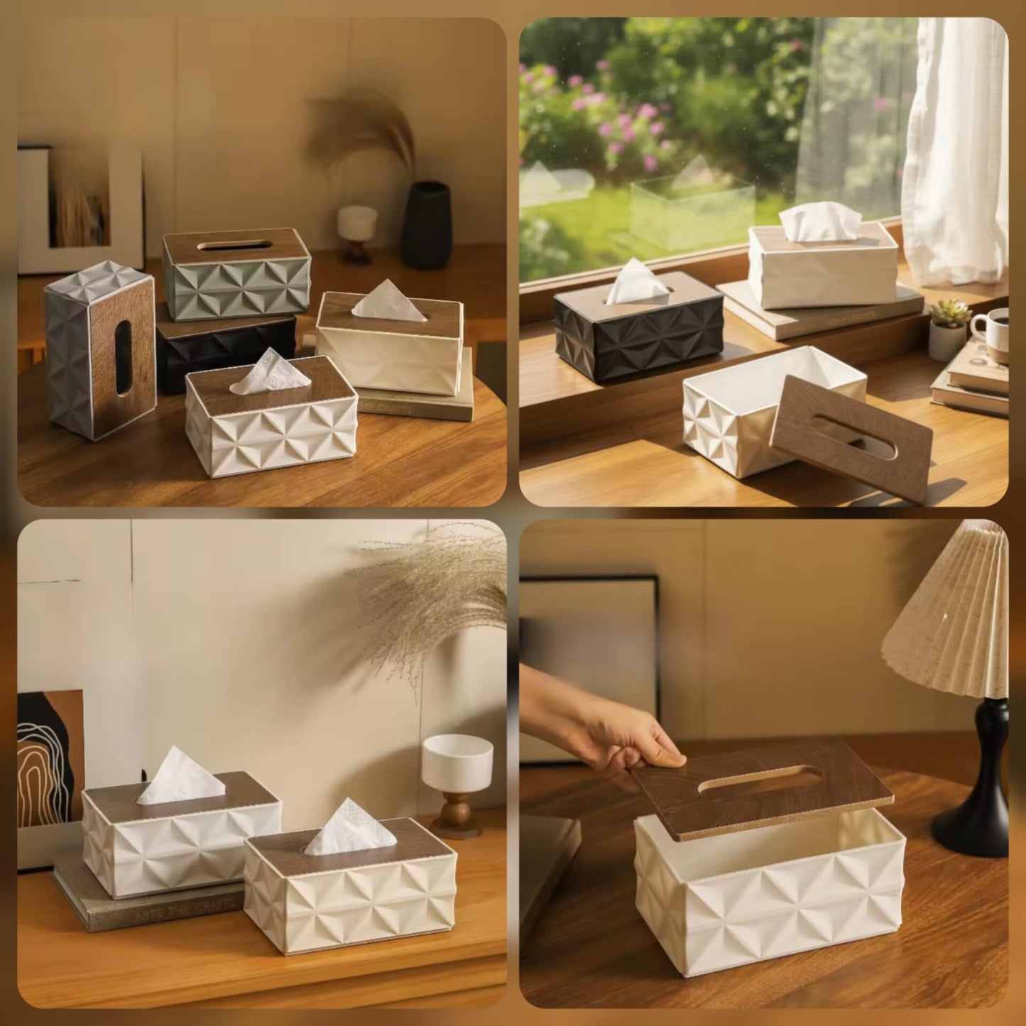 Tissue Box With Wooden Lid - Premium Quality