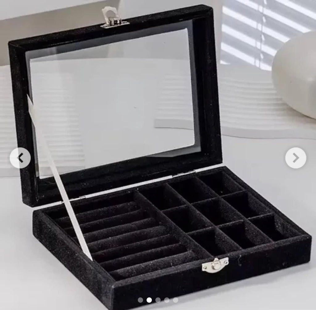 Velvet Clear Lid Jewellery Organizer Box