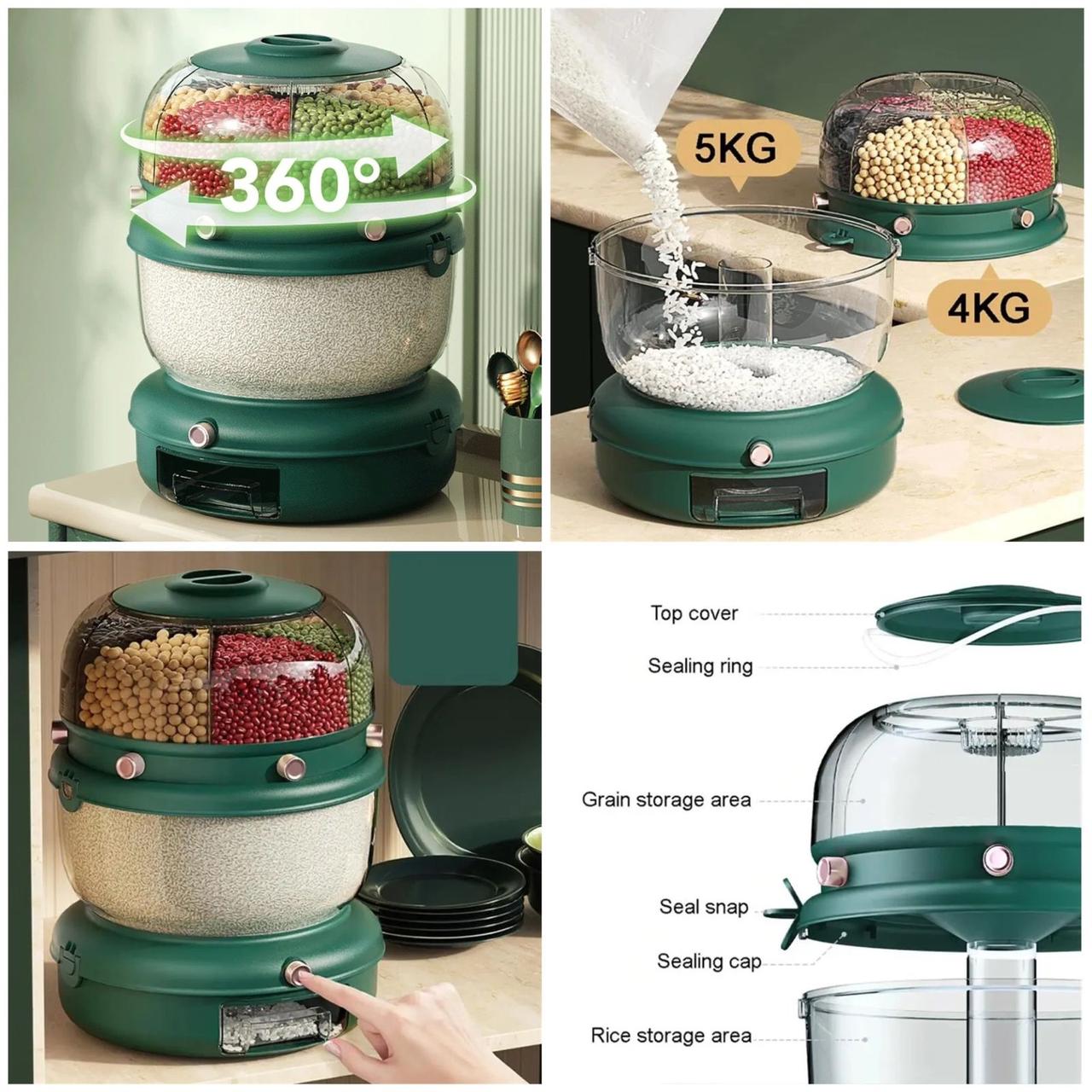 Luxury Rotating Cereal Dispenser - 9Kg - Storage