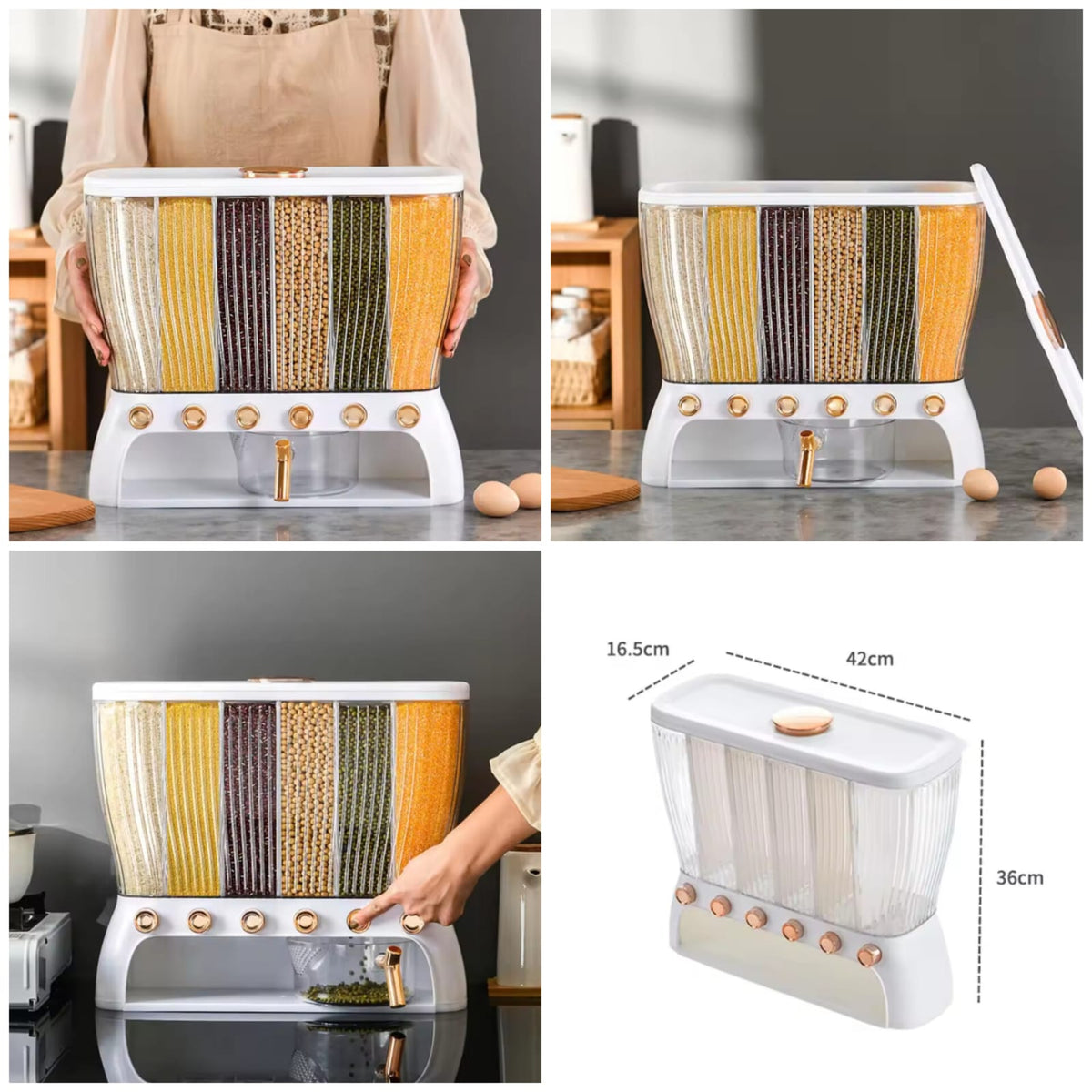 6 Portion 10Kg Cereal Dispenser - Premium Quality - Storage