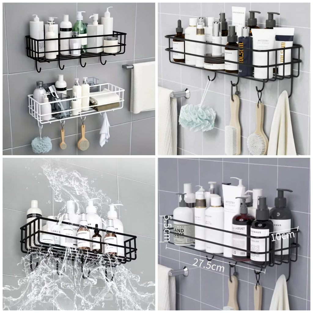 Self-adhesive Iron Wall Shelf With Hook  (Each) - Organizer