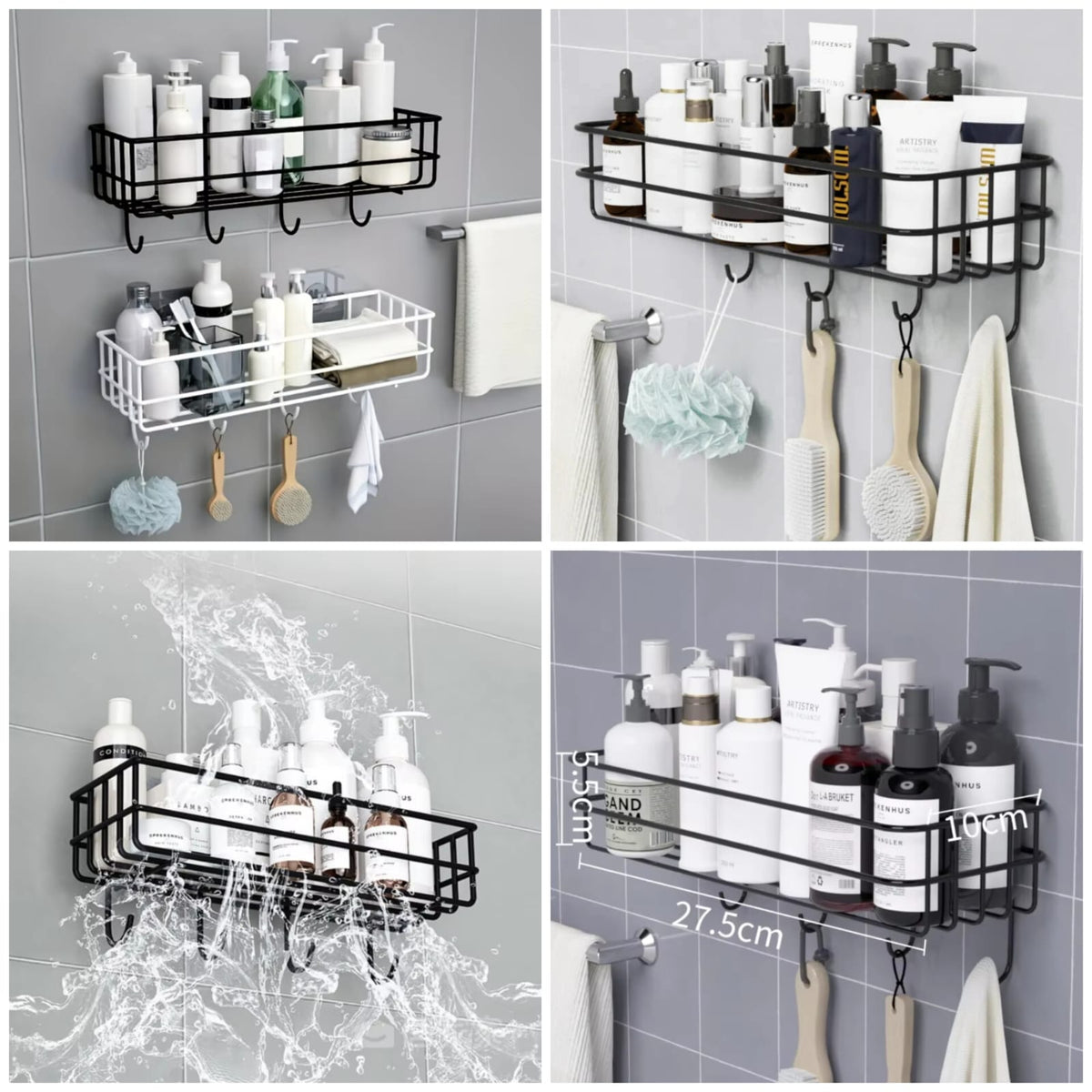 Self-adhesive Iron Wall Shelf With Hook  (Each) - Organizer