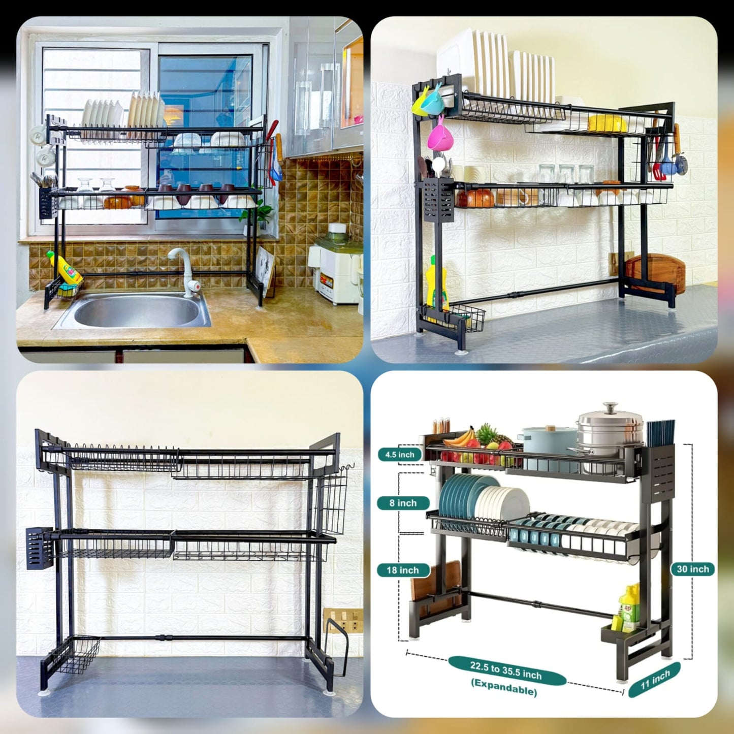 Expandable 2-Tier Over The Sink Rack - Premium Quality - Organizer