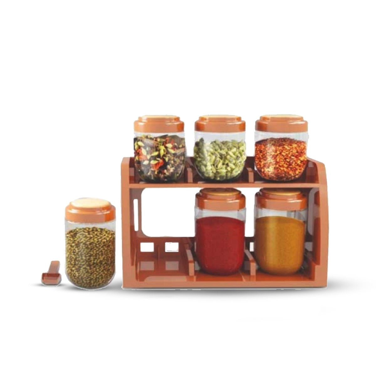 6-Jar Spice Rack and Dispenser Set -  Organizer