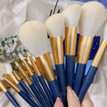 12Pcs Embroz Makeup Brushes Blue - Imported - Soft Brushes - WS