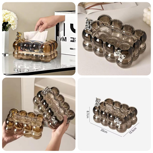 Acrylic Bubble Tissue Box With Bow & Bear🎀🐻