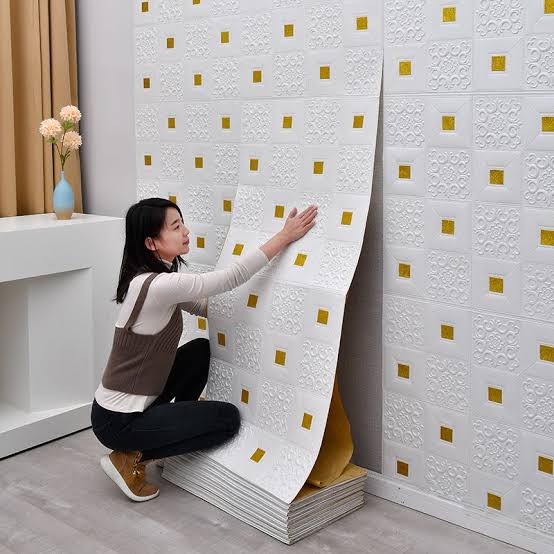 White Brick With Golden Spot - Pack of 10 & 20 - Wall Decor