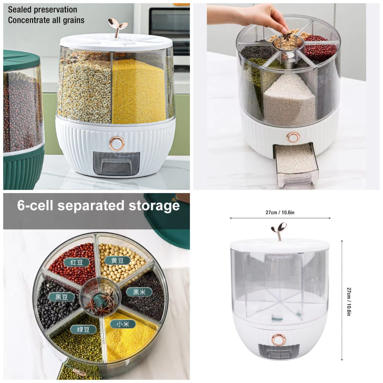 Rotating leaf-Head Cereal Dispenser - Storage