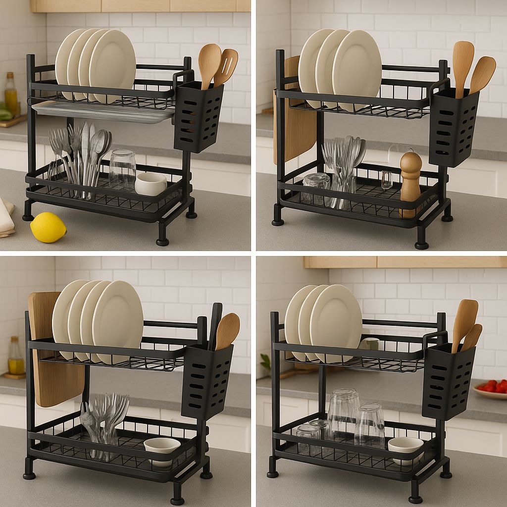 2-Tier Stainless Steel Dish Rack (Premium Quality - Storage