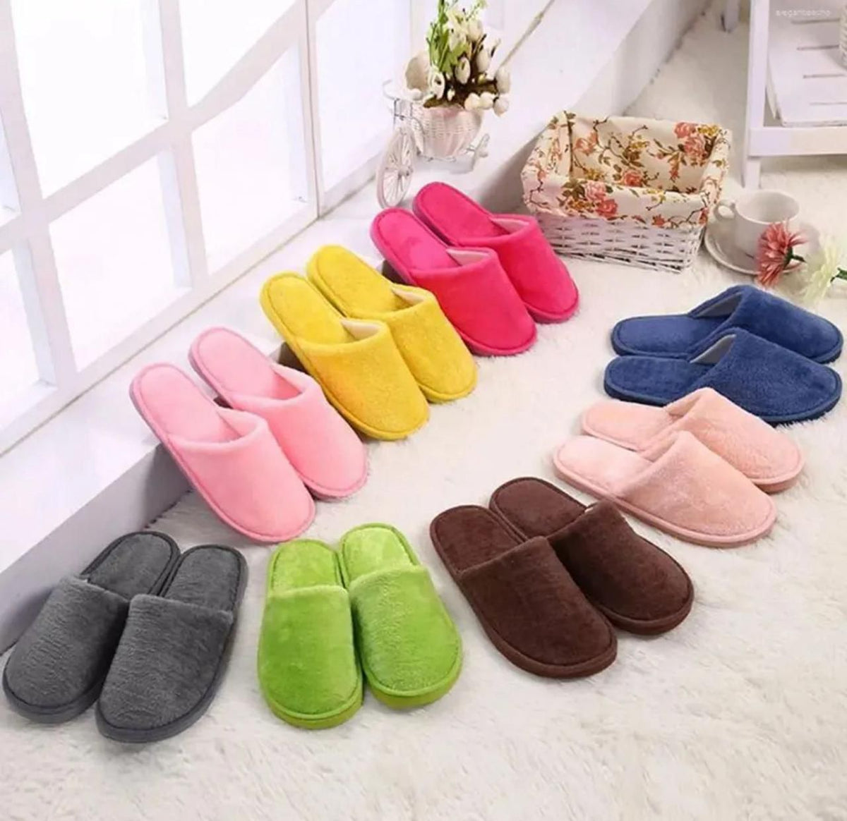 Multi-Color Soft Cotton Slippers for Men and Women - Unisex - WS